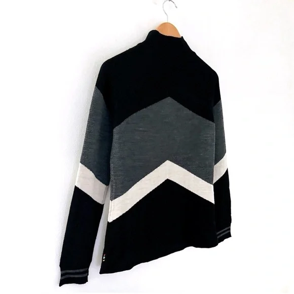 SmartWool Merino Wool Ski Sweater Cabincore Funnel Neck Large Black - Picture 8 of 12